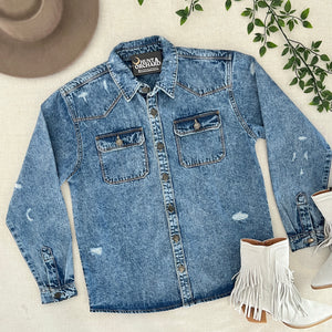 Denim Shirt Jacket - Blue