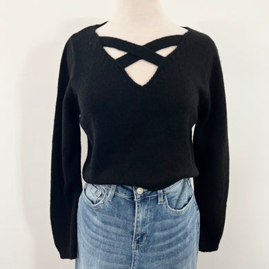 Raven Crossover Sweater - Black