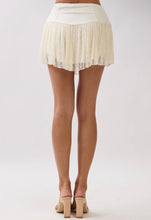 Lace Up Ruffle Mini Skirt - Cream