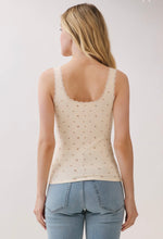 Lace Trim Tank - Cream Ditsy Rose