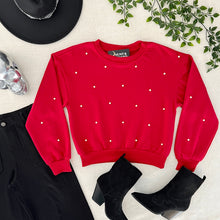 Pearl Stud Pullover - Red