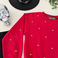 Pearl Stud Pullover - Red