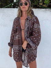 Bandana Print Oversize Top - Chocolate