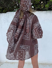Bandana Print Oversize Top - Chocolate