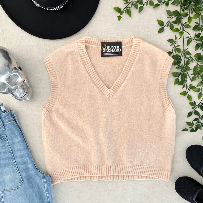 Chloe V Neck Sweater Vest - Peach