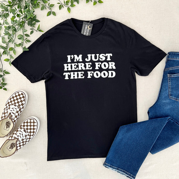 Just Here For The Food Tee - Black