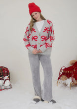 Rockefeller Bow Cardigan - Grey/Red