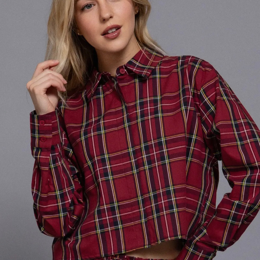 Rachael Plaid Button Down Top