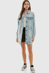 West Hollywood Long Denim Jacket - Medium Wash