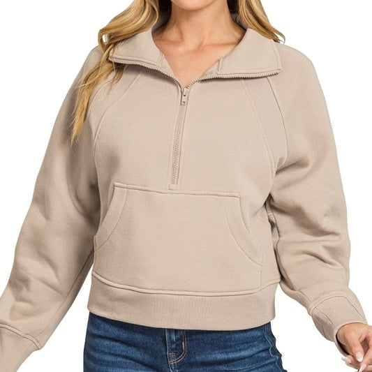 Lux Weekend 1/4 Zip Pullover - Oatmeal