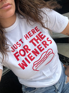 Here for the Weiners Tee - White