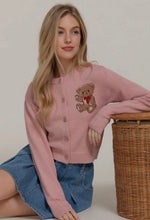 Teddy Bear Cardigan Sweater  - Pink