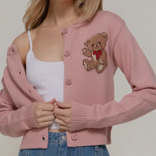 Teddy Bear Cardigan Sweater  - Pink
