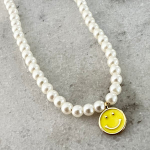 Smiley Face Necklace - Yellow