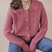 Whimsy Heart Button Sweater - Rose