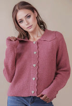 Whimsy Heart Button Sweater - Rose