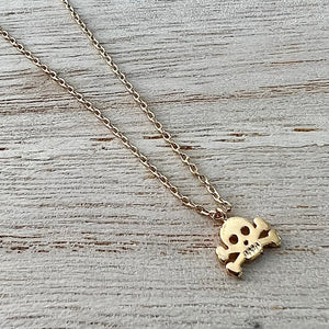 Skull and Crossbones Necklace - Gold Dipped