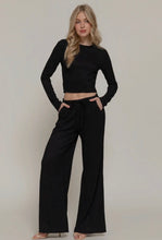 Sarah Textured Long Sleeve Top - Black