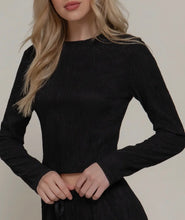 Sarah Textured Long Sleeve Top - Black