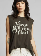 Vacay Please Muscle Tank Tee- Black