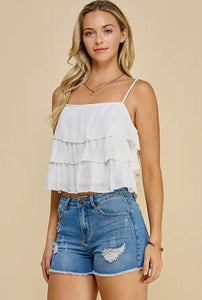 Duchess Tiered  Top - White