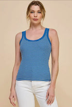 Stripe Lace Trim Top - Blue