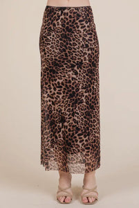 Kelly Stretch Midi Skirt - Leopard
