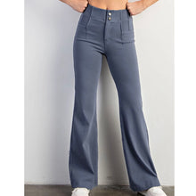 Ultimate Soft Stretch Button Up Bell Bottom Jeans - Steel Blue