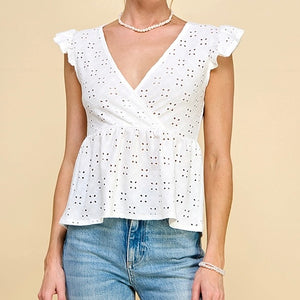 Everly Eyelet Top - Ivory