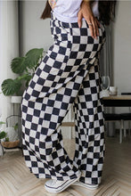 Checkerboard Wide Leg Pants - Black/White