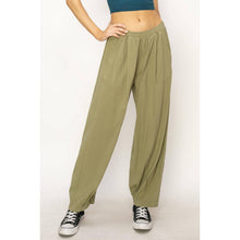 Mid Rise Wide Leg Pants - Moss