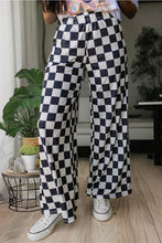 Checkerboard Wide Leg Pants - Black/White